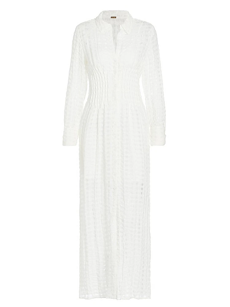 Pernille Linen-Blend Checkered Maxi Dress