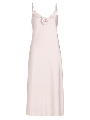 Bailey Satin Rosette Midi-Dress