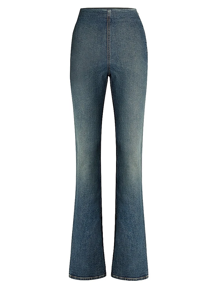 Split Boot-Cut Denim Leggings