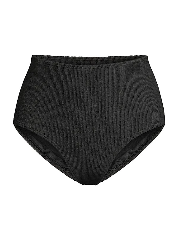 Textured High-Rise Bikini Bottom