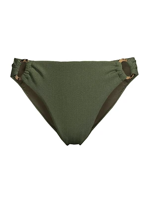 Ring Trim Textured Bikini Bottom