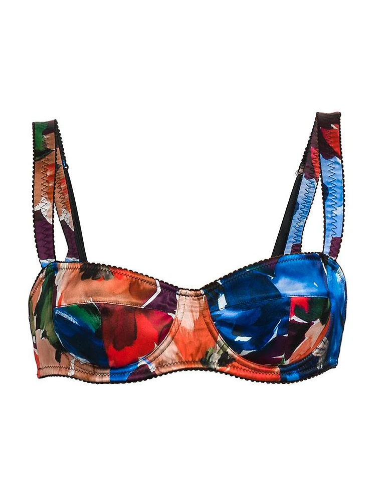 Floral Silk-Blend Underwire Bra