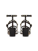 Rockstud Calfskin Ankle Strap Sandals