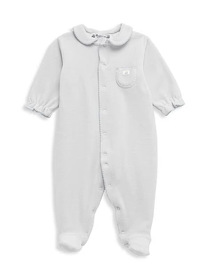 Baby Girl's Collared Velour Footie