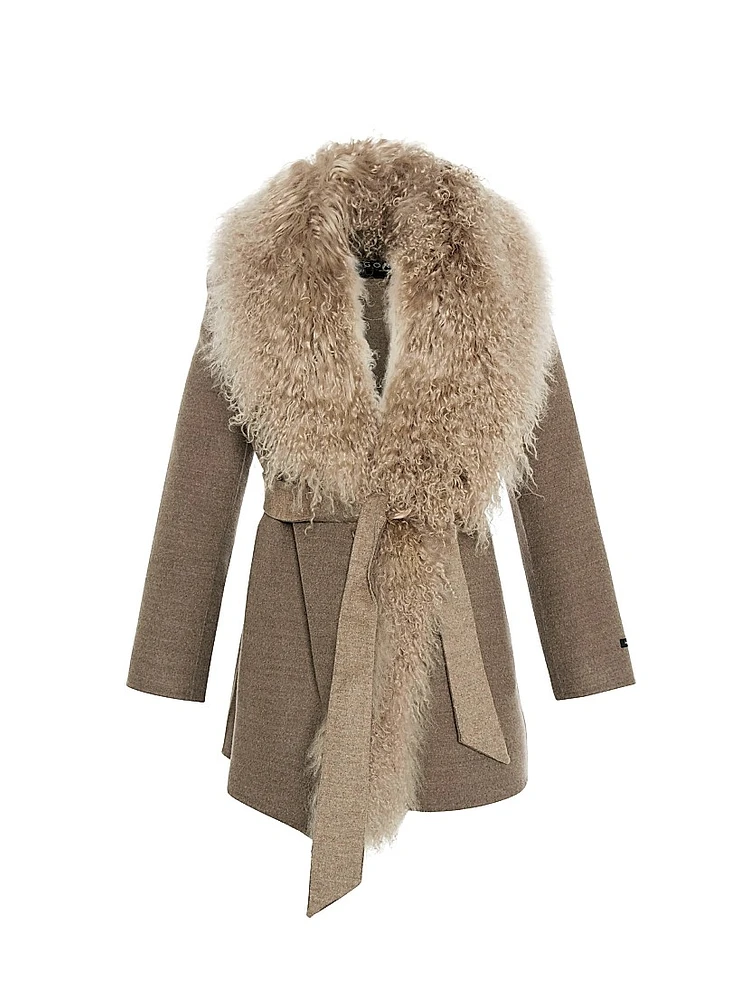 Wool & Cashmere Jacket with Mongolian Lamb Trim