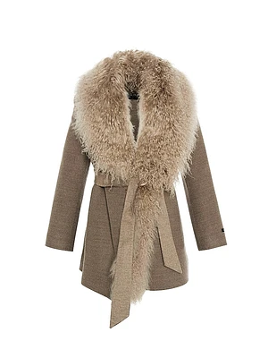 Wool & Cashmere Jacket with Mongolian Lamb Trim