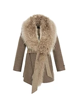 Wool & Cashmere Jacket with Mongolian Lamb Trim