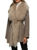 Wool & Cashmere Jacket with Mongolian Lamb Trim