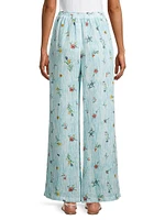 Linen Striped Wide-Leg Pants