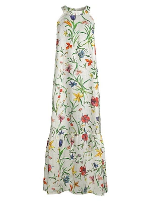 Linen Floral Maxi Dress
