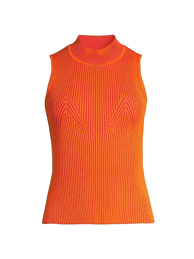 Rib-Knit Mock Turtleneck Top
