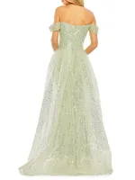 Sequined Off-The-Shoulder Gown