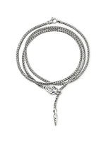 Naga Dragon Sterling Silver & Blue Sapphire Wrap Bracelet