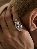 Naga Dragon Sterling Silver & Blue Sapphire Saddle Ring