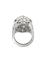Naga Dragon Sterling Silver & Blue Sapphire Saddle Ring