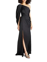 Tori Satin Draped One-Shoulder Gown