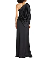 Tori Satin Draped One-Shoulder Gown