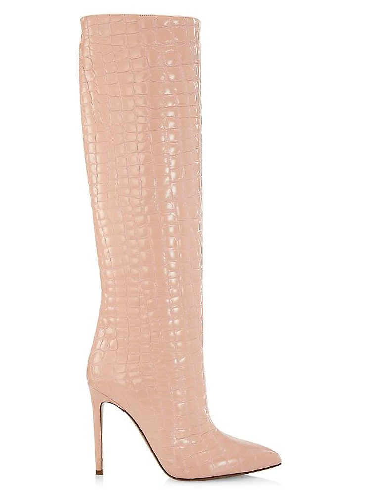 105MM Crocodile-Embossed Leather Boots