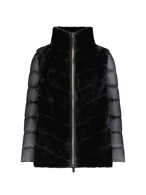 Shearling Lamb Jacket with Quilted Sleeves
