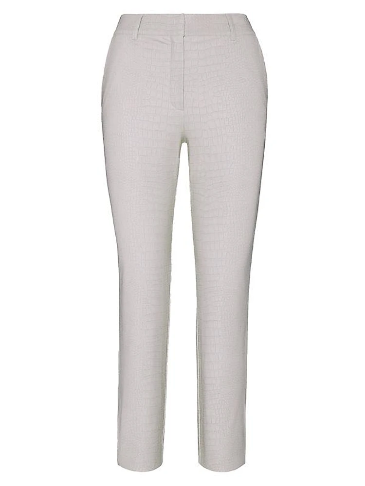Faux-Leather Animal Cropped Pants