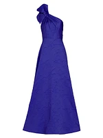 Amira Jacquard One-Shoulder Gown
