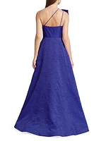 Amira Jacquard One-Shoulder Gown