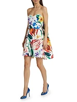 Floral Mikado Satin Cocktail Minidress