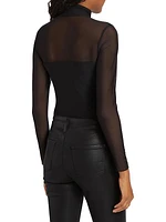 Chic Mesh Mock Turtleneck Bodysuit