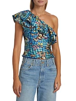 Adaleigh Silk Floral Ruffled Top
