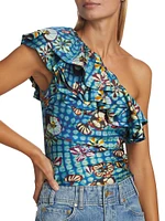 Adaleigh Silk Floral Ruffled Top