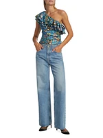 Adaleigh Silk Floral Ruffled Top