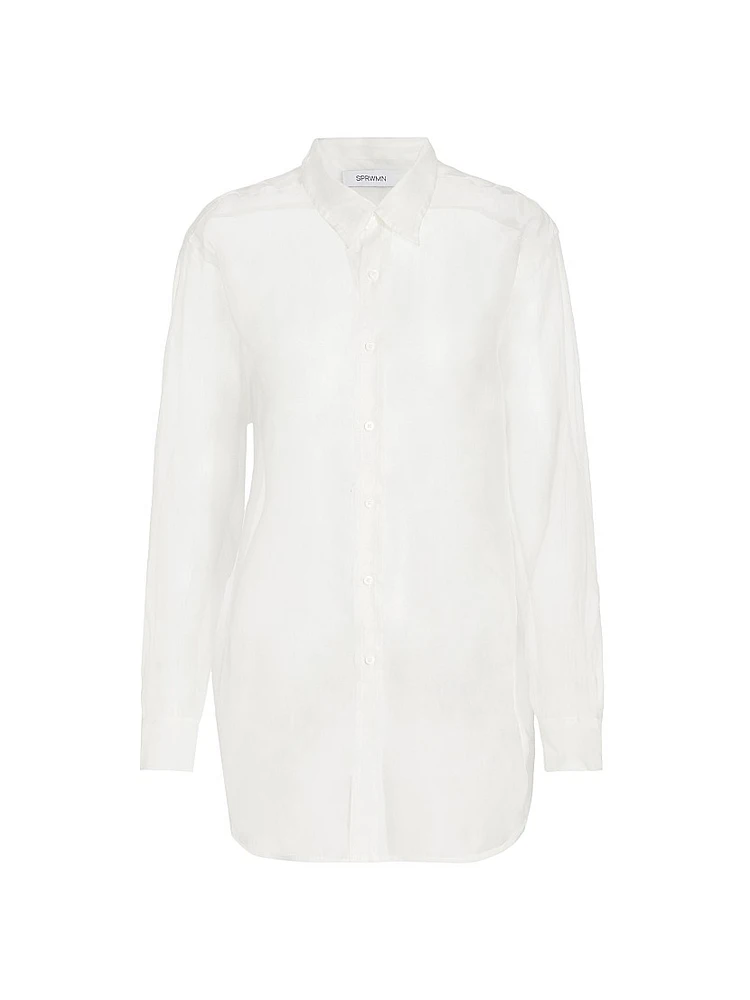 Oversized Sheer Button-Front Shirt