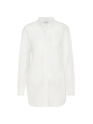 Oversized Sheer Button-Front Shirt