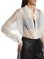Oversized Sheer Button-Front Shirt
