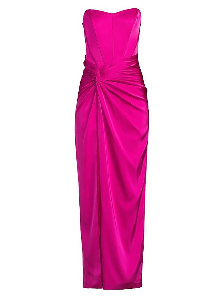 Stretch Satin Strapless Gown