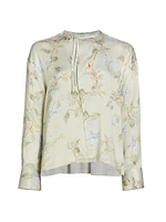 Bellflower Silk Tie-Neck Blouse
