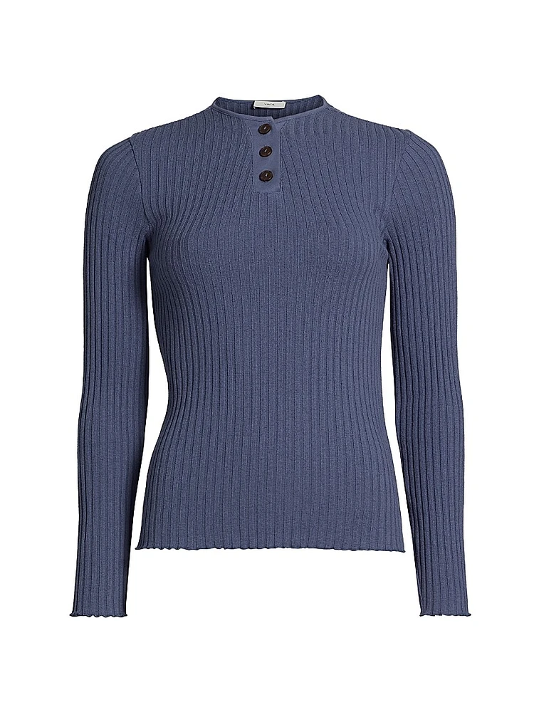 Rib-Knit Henley Top