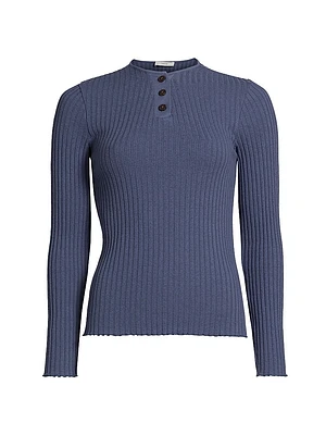 Rib-Knit Henley Top