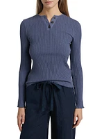Rib-Knit Henley Top