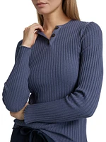 Rib-Knit Henley Top