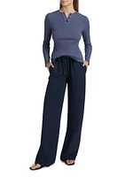 Rib-Knit Henley Top
