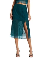 Geometric Cotton-Blend Lace Layered Midi-Skirt