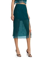 Geometric Cotton-Blend Lace Layered Midi-Skirt
