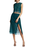 Geometric Cotton-Blend Lace Layered Midi-Skirt