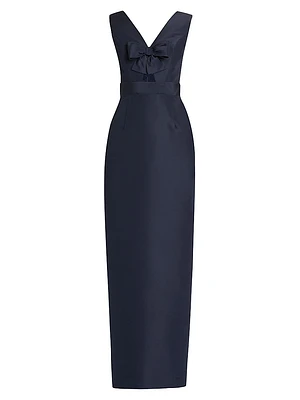 Claire Silk Sleeveless Column Gown