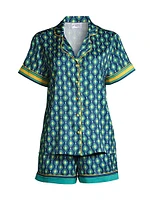Sunset Ocean Dip Printed Shorts Pajama Set