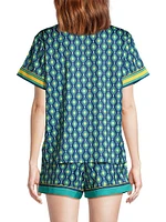 Sunset Ocean Dip Printed Shorts Pajama Set