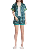 Sunset Ocean Dip Printed Shorts Pajama Set