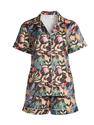 Sunset Ocean Dip Printed Shorts Pajama Set