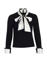 Justina Combination Wool Bow Sweater